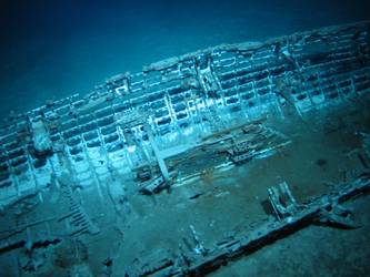 One of ship's boats lying on seabed in decayed state